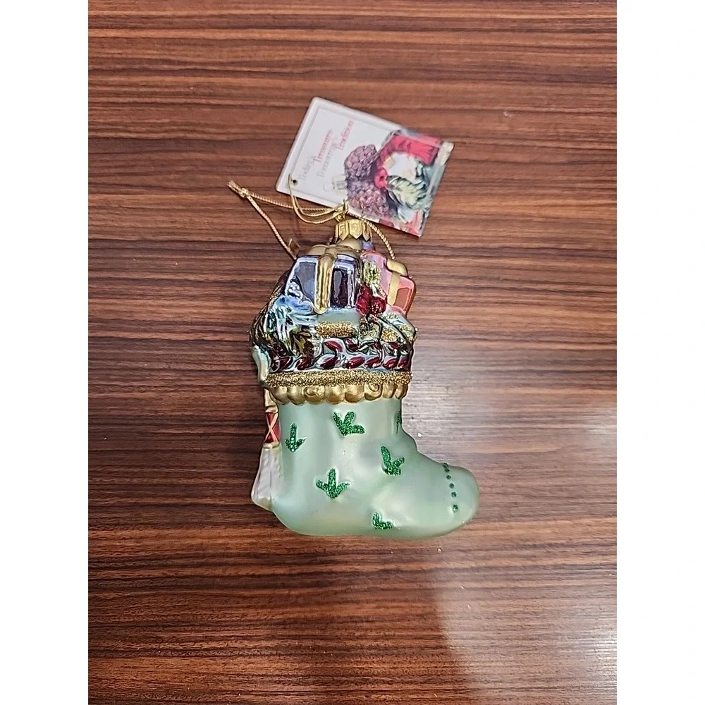 Fitz and Floyd Glass Ornament Greg Stocking‎ Horse Presents Gifts In Box! S92